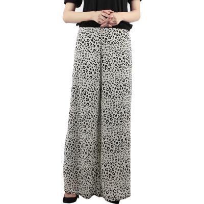 China High street chiffon women fashion anti-pilling high side split type wide waist leopard print elastic leg pants for sale