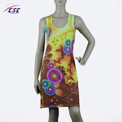 China Anti-Wrinkle Ladies High Quality Breathable Summer Fiber Sleeveless Digital Printed Dress for sale