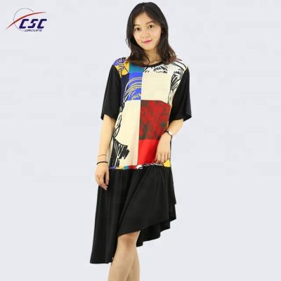 China Breathable Multi Color Irregular Loose Custom Digital Printing Ladies Casual Women Dress for sale