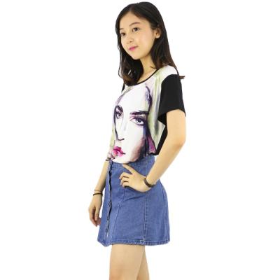 China Breathable Silk Screen Printing Short Sleeve Custom Printing 100% High Fashion Women's T-shirt for sale