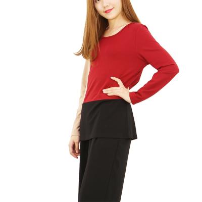 China Anti Shrink Loose Female Tops Long Sleeves Mix Color Ladies Khaki Red And Black Blouse for sale