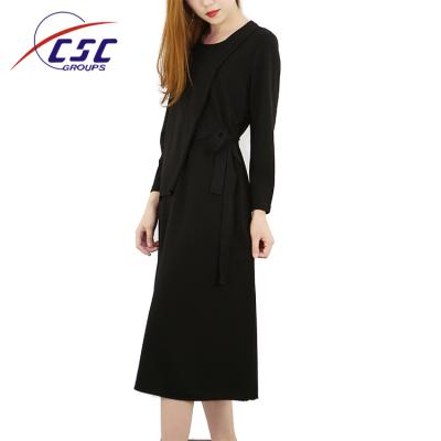 China High quality custom made anti-static black elegant bandage dress autumn and winter ladies maxi long sleeve for sale