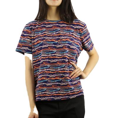 China Anti-pilling Summer Women Round Neck Short Sleeve Multicolor Design Printed Shirt Last for sale