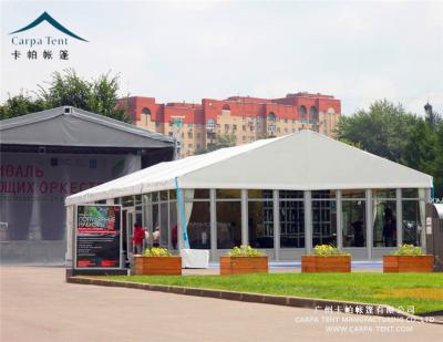 China Water proof/unique cheap durable white aluminum marquee fabric pvc structure flame retardant /UV-resistant/self-supporting/long lifespan tall with glass walls,ABS walls 25x50m for sale