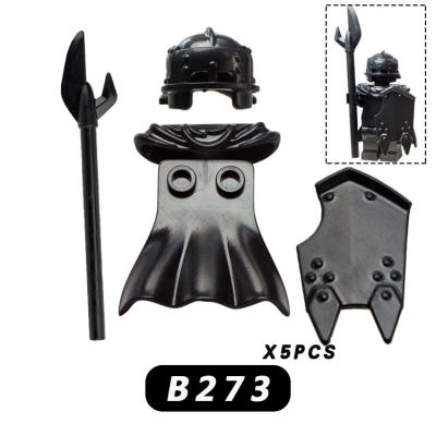 China DIY PLAY 5 sets of orc action numbers helmet, shield, cloak, long knife, weapon toy block plastic accessories for sale