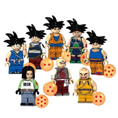 China DIY TOY KT1009 Set 8pcs Mini Dragon Ball Z Ball Vegeta Goku Building Blocks Chiildren Action Number Toys For Children for sale