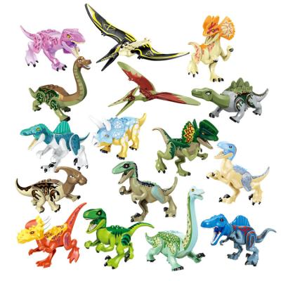 China DIY PLAY 16 Pieces/Set Dinosaur Park Building Block World Colored Jigsaw Action Block Toys For Kids Gift for sale