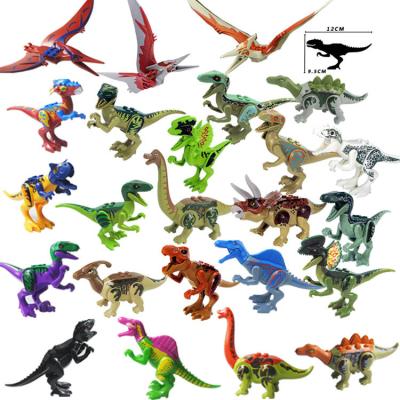 China DIY PLAY 24 Pieces/Set Dinosaur Park Building Block World Colored Jigsaw Action Block Toys For Kids Gift for sale