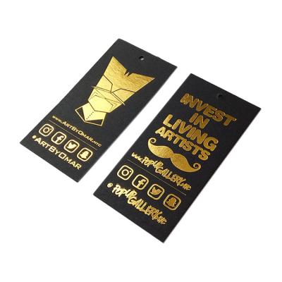 China Sustainable Luxury Round Shape Gold Foil Custom Hang Tags, T-shirt Clothes Label Tags for sale