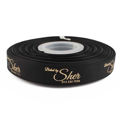 China Custom Brand Wholesale Cheap Viable Logo Printed Satin Grosgrain Ribbon with Low MOQ for sale