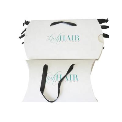 China Brand Printed Handmade Hair Extension Packaging Pillow Customized Box For Wig Bundles for sale