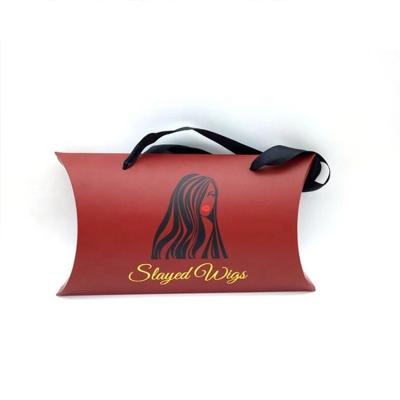 China Handmade Customized Pillow Gift Box Hair Box Packaging Pillow Paper Boxes For Wigs With Handle for sale