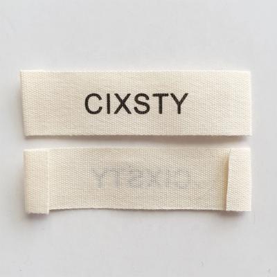 China Washable Eco - Friendly Ink Cotton Collar Label , Organic Material Brand Logo Cotton Label for sale