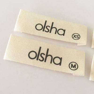 China Customized washable design printing cotton garment labels silk screen printed cotton label organic cotton neck label for clothing for sale