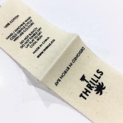 China Color Print Washable Natural 100% Cotton Label For Baby Clothing , Sewing On Neck Cotton Label for sale