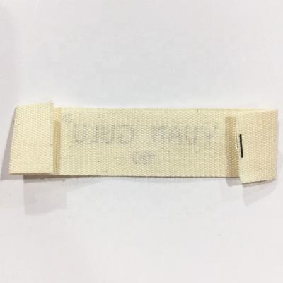 China Custom Washable Free Design Printing Cotton Garment Labels Silk Screen Printed Cotton Label Tags for sale