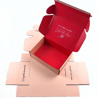 China Custom corrugated mailing box recyclable. Pink Kraft Paper For Clothes Shipping Boxes Custom Logo for sale