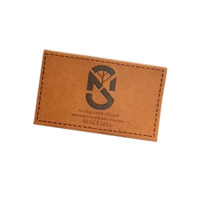 China Custom Genuine Leather Label / Patch Logo And Viable Custom Leather Labels For Garment for sale