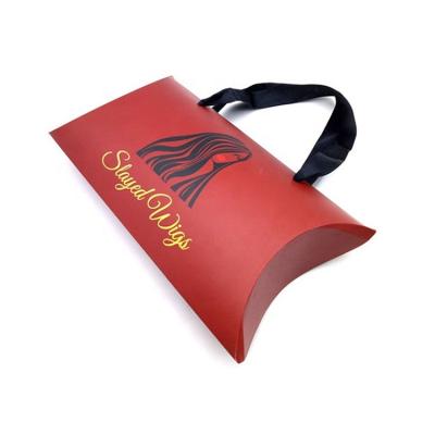 China Handmade Luxury Custom Weave Wig Boxes Hair Extension Packaging Pillow Box With Logo for sale