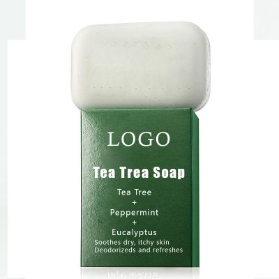 China Private Label Organic Natural Vegan Tea Tree Oil Vegetable Base Spot Remover Bath and Face Wash Soap Bar for sale