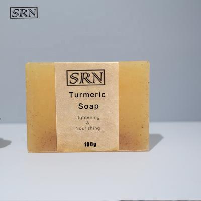 China Private Label Organic Natural Vegan Turmeric Scrub Brightening hyperpigmentation Acne Treatment Face and Body Soap Bar for sale