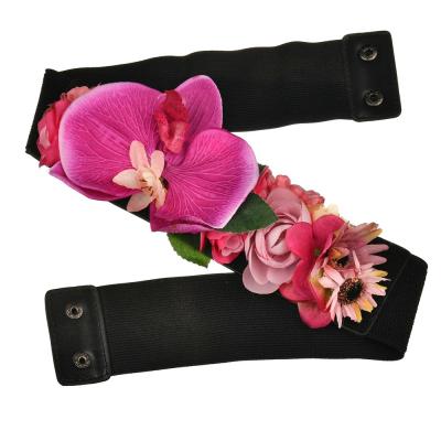 China Rose Flower Belt For Women Sweet, Ladies Wedding Casual Bohemia Fabric Waist Belt Accessories Belt Er216 for sale