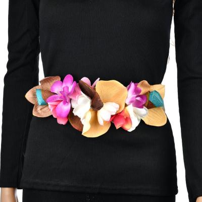 China Rose Flower Belt For Women Sweet, Ladies Wedding Bohemia Cloth Waist Belt Accessories Casual Belt Er655 for sale