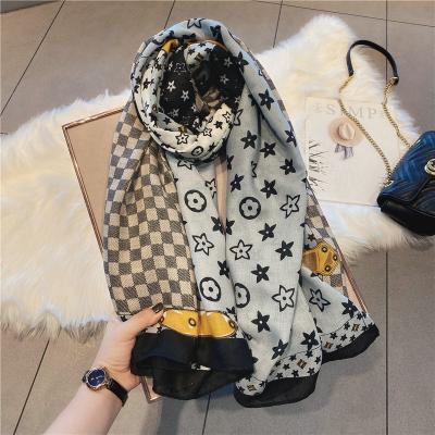 China Scarves Wholesale 2020 New Arrival Butterfly Printed Silk Scarves For Women Elegant Satin Hijab Silk Feel for sale