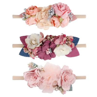 China European and American Style Eralove Hair Accessories Baby Bow 3 Styles Children's Headband Set Flower Nylon Elastic Baby Headband For Girl for sale