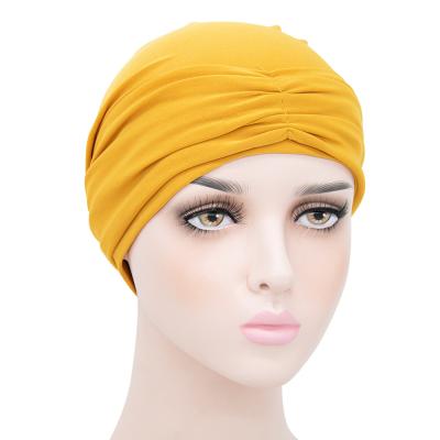 China Wholesale European and American Style Amazon Hot Selling Women's Indian Muslim Indian Turban Beania Hat Plain Cancer Hat Sleep Hat Caps for sale