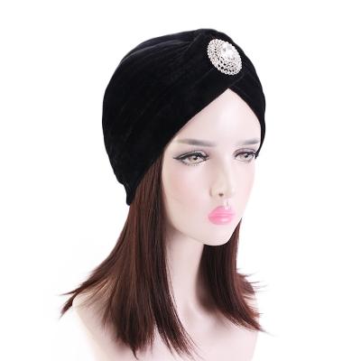 China European and American Style Chemo Headwear for Women Sleep Alloy Head Muslim Retro Diamond Indian Headscarf Turban Wrap Hat for sale