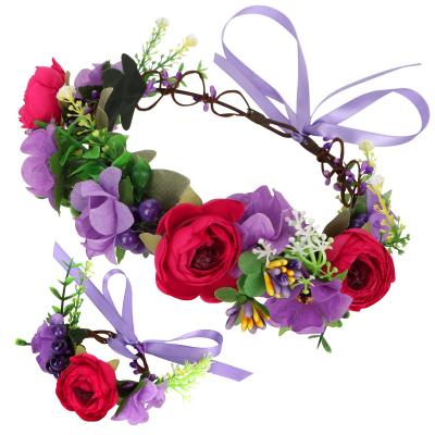 China European and American handmade bridal flower wreath style adjustable garland wreath floral wreath flower headband garlands headpiece for wedding festival for sale