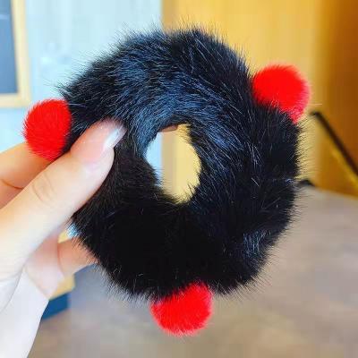 China Hair Ring Fabric Scrunchies Er 1214 Plush Head Circle Solid Color Large Intestine Circle Headband Ladies Hair Accessories for sale