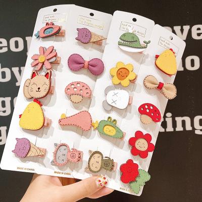 China New Design Sweet Fashion Korean Kids Hair Accessories Lovely Set Cloth Hair Pins Set Cute Cartoon Crown Hair Clip For Baby Girls for sale