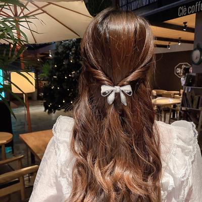 China East Korean Fashion Hair Accessories Wearing Pearl Inlaid Diamond Bowknot Hairpin Net Red Temperament Design Accessories for sale