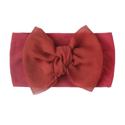 China European and American nylon cute bow baby turban baby headband Eralove style edge double wide double knotted for sale