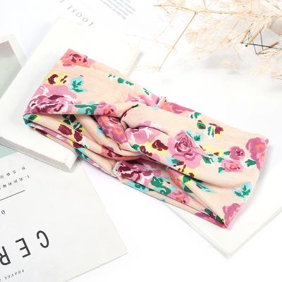 China Vintage Sporty Free Shipping Crisscross Flower Printed Women's Headbands Headwraps Hair Bands Bows Custom Elastic Hair Band Accessories for sale