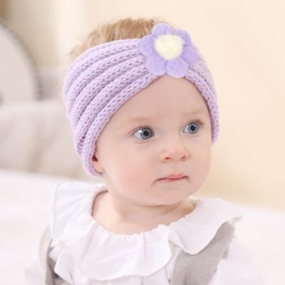 China Soft Eralove Fashion Babies Cute Flower Headband Knit Wool Headbands Soft Warm Hair Band For Kids for sale