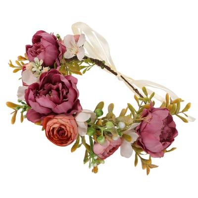 China European and American Floral Garland Headband Flower Wreath Women Eralove Style Floral Wreath for Wedding Party Festival Photos for sale