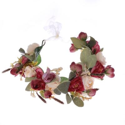 China Eralove European and American Women's Handmade Rose Flower Wreath Crown Wedding Festivals Garland Crown for sale