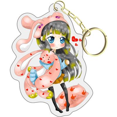 China Low MOQ Custom Key Chain Anime Acrylic Cute Key Chain Online Gifts For Girls for sale