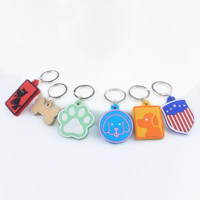 China Wholesale Promotion Gift Fashion Dog Tag Key Chain For Pet PVC Rubber Key Chains for sale