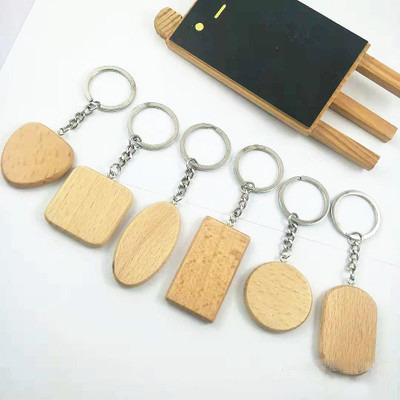 China Fashional Keepsake Gifts 8 Shapes Custom Logo Wood Keychain Blanks Wooden Key Chains for sale