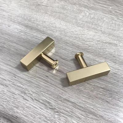 China Industrial Hardware Cabinet Kitchen Gold T Bar Brass Handle Knob With Base for sale