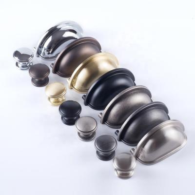 China Modern Vintage Zinc Alloy Cup Shell Pull Furniture Handle Kitchen Cabinet Handle For Home Decoration for sale