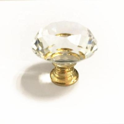 China Gold Crystal Glass Door Knobs Diamond Drawer Cabinet Furniture Kitchen Cupboard Knobs for sale