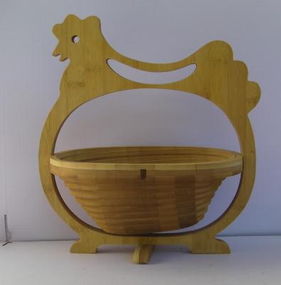 China Hen Shape Folding Collapsible Fruit Viable Natural Bamboo Basket for sale