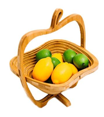 China Viable Bamboo Folding Apple Shaped Fruit and Vegetable Weave Basket for sale