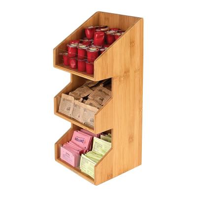 China Viable Bamboo Organizer Racks Coffee Condiment Holders and Accessories Cart for sale