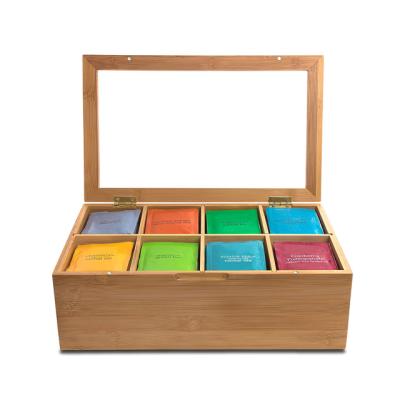 China Viable Natural Wood Bamboo Organizer Adjustable Chest Compartments Tea Caddy Storage for sale